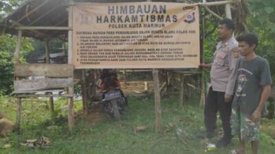 Polsek Kuta Makmur Pasang Spanduk Himbauan di Lokasi Wisata Pemandian Air Terjun Blang Kolam