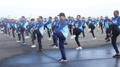 PJU Polda Aceh Ikut Fun Bike Dirgantara HUT ke-77 TNI AU