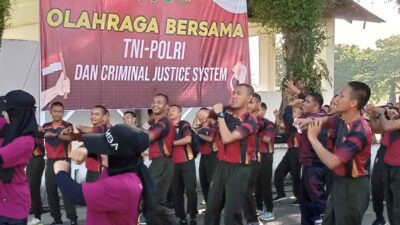 Perkuat Sinergitas, TNI-Polri dan CJS Gelar Senam Bersama