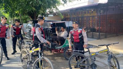 Ciptakan Kamtibmas Yang Kondusif, Tim Tombak Sat Samapta Res Langsa Lakukan Patroli Bersepeda