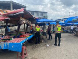 Cegah Penimbunan Sembako, Sat Samapta Polres Langsa Patroli ke Pasar
