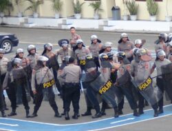 Jelang Pemilu 2024, Personel Sat Samapta Polres Langsa Gelar Latihan Dalmas