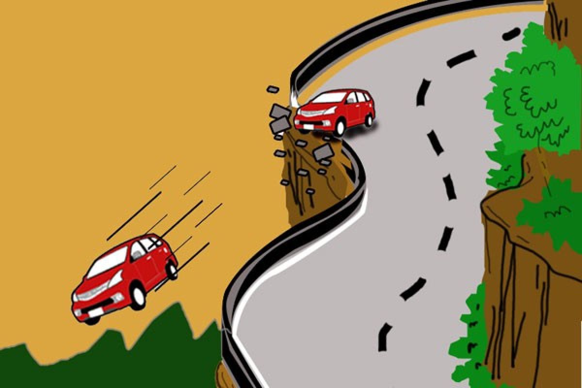 ilustrasi mobil jatuh ke jurang
