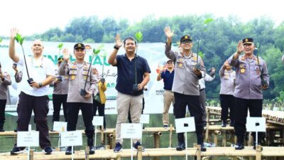 penanaman mangrove di Taman Wisata Muara Angke