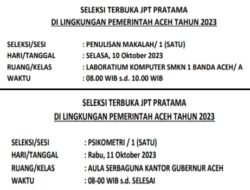 Pemerintah Aceh Rilis Jadwal Tes Peserta Lulus Administrasi JPTP 2023