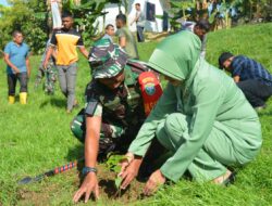 TNI Tanam 200 Pohon Mahoni di Pedalaman Desa Lhokseumawe
