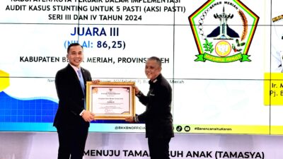 Bener Meriah Terima Penghargaan Implementasi Audit Stunting Peringkat 3 Nasional
