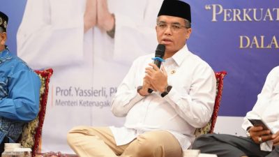 Prof. Yassierli, Ph.D. Menteri Ketenagakerjaan dalam acara halal bihalal Kemnaker 2026 di Jakarta, Senin (30/3) Situasi.co.id. Foto: Humas Kemnaker
