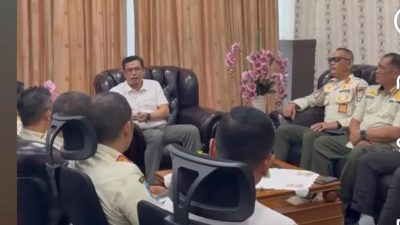 Kepala Satpol PP dan WH Aceh, Reza Saputra, bersama jajaran pejabat struktural eselon III dan IV melakukan silaturahmi dengan Kepala Kantor Wilayah Direktorat Jenderal Bea dan Cukai Aceh, M. Rizki Baidillah, Selasa (31//3/2026).